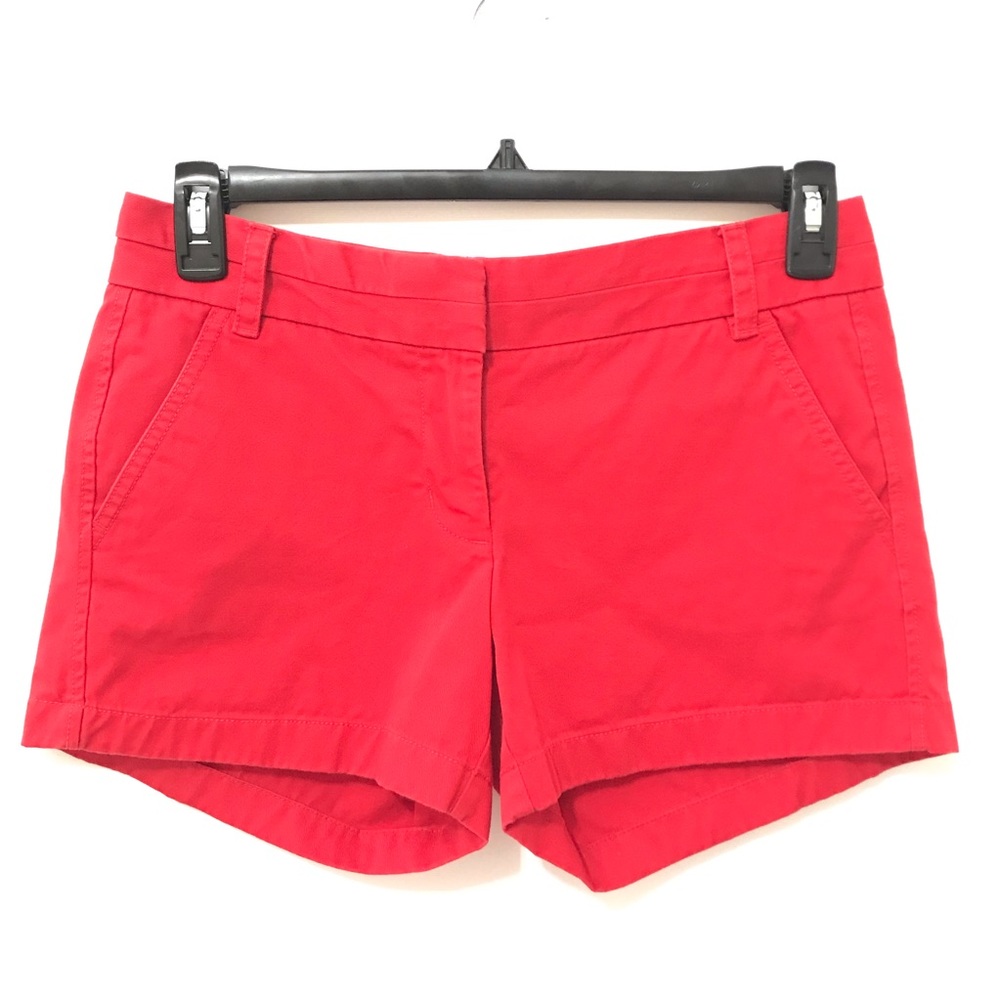 J.CREW Womens Short Shorts Size 4 Red Mini Chino Pocket